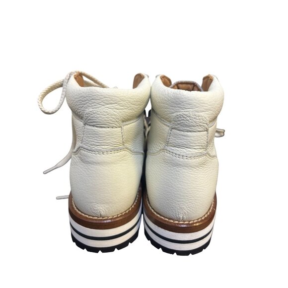 Mon Piz Ankle Boots White Leather Upper Lace-Up Size 7 - Picture 4 of 10